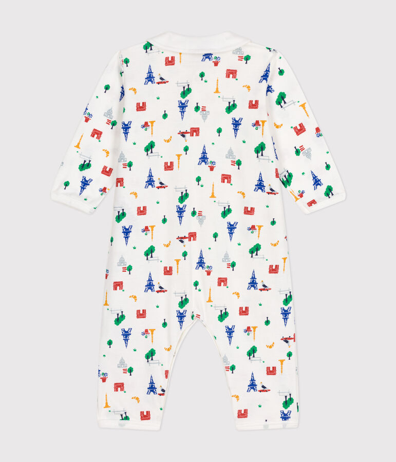 Baby-Pyjama ohne F&uuml;&szlig;e aus Baumwolle mit Printmotiv Paris weiss/vielfarbig