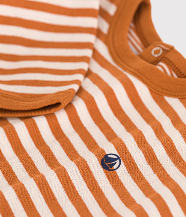 Lang&auml;rmeliges Baby-T-Shirt aus Doppeljersey braun/naturfarben