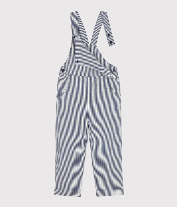 Kinderlatzhose aus gestreiftem Baumwollcanvas f&uuml;r M&auml;dchen blau/weiss