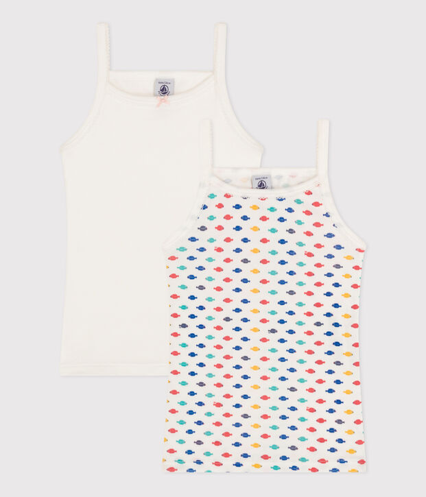 2er-Set Spaghetti-Tops aus Baumwolle mit Meerestieren f&uuml;r M&auml;dchen vielfarbig
