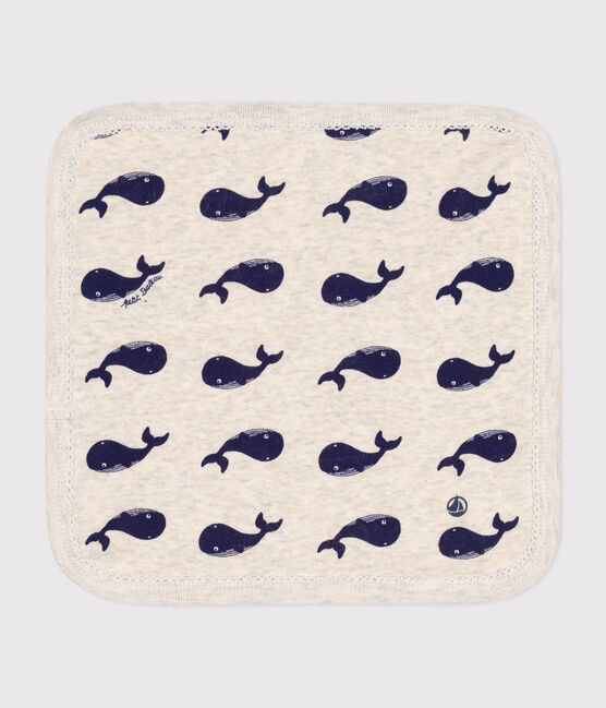 Baby-Waschlappen aus Baumwolle und Frottee mit Walmotiv beige MONTELIMAR/blau MEDIEVAL
