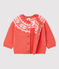 Baby-Cardigan aus 100 % Wolle. orange OURSIN/weiss MARSHMALLOW