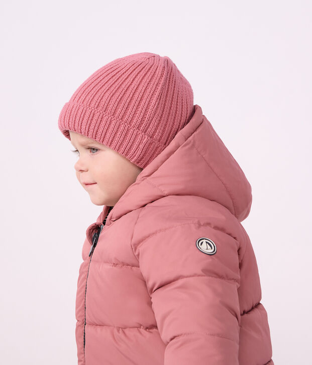 Baby-Winterjacke aus einfarbigem Polyester rosa