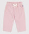 Baby-Hose aus einfarbigem Fein-Cord und bestickter Tasche hinten rosa JOLI