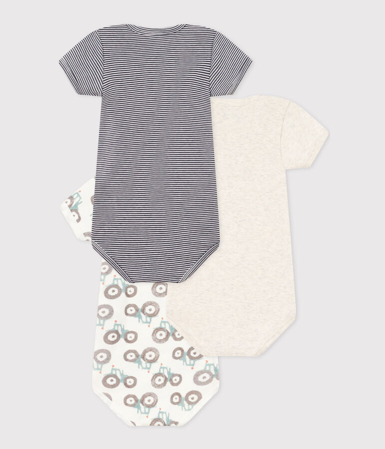 3er-Set kurz&auml;rmelige Baby-Bodys mit Treckermotiv aus Baumwolle vielfarbig