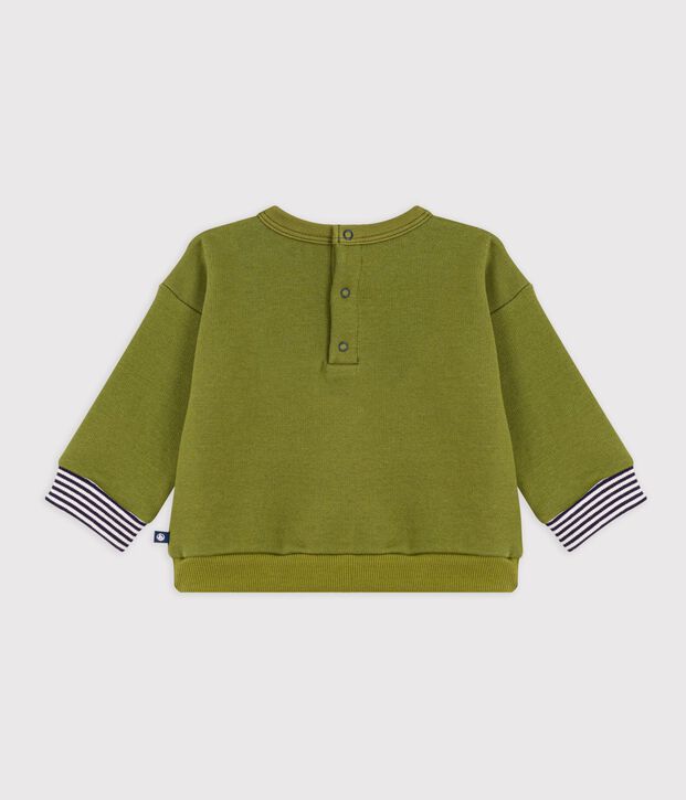 Baby-Sweatshirt aus Baumwolle mit Petit Bateau Vintage-Motiv gr&uuml;n