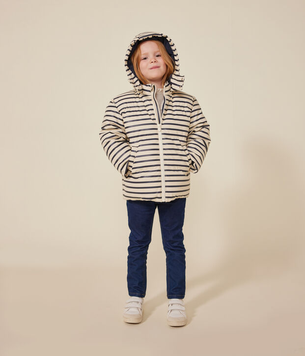 Kinder-Winterjacke f&uuml;r M&auml;dchen und Jungen naturfarben/blau