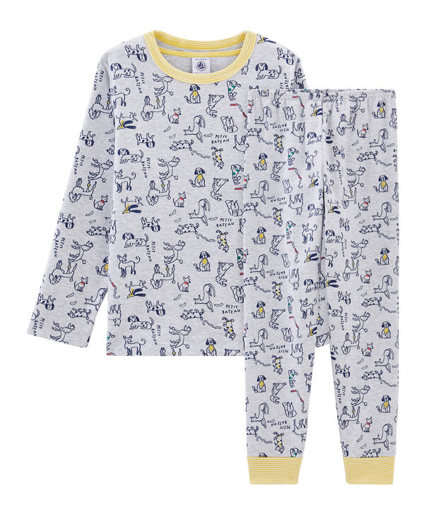 Rippstrick-Pyjama f&uuml;r kleine Jungen grau/vielfarbig