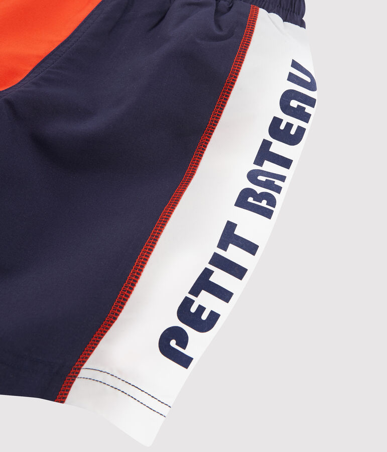 Strandshorts mit Colorblock-Effekt Kinder Jungen blau TOUAREG/orange SPICY