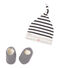 Set aus Baby-Mütze und -Schuhen für Neugeborene beige COQUILLE/blau SMOKING