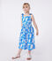 Langes Kinder-Trägerkleid aus bedruckter Baumwolle blau MARSHMALLOW/ PORCELANA
