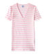 Gestreiftes Damen-T-Shirt mit V-Ausschnitt aus Original-Rippstrick