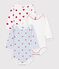 Set lang&auml;rmeliger Baby-Bodys aus Baumwolle mit Herzmotiv vielfarbig