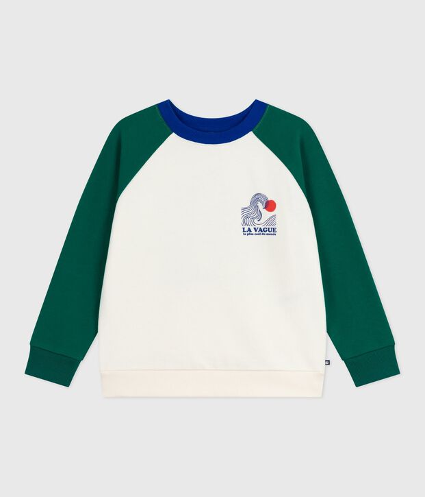 Kinder-Sweatshirt aus gemusterter Baumwolle naturfarben/vielfarbig