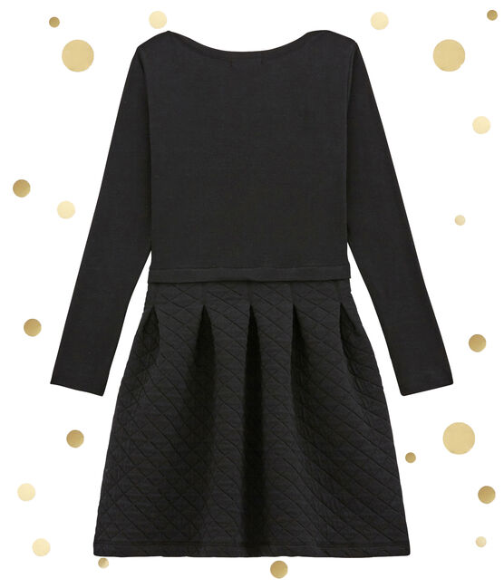 tailliertes damenkleid im materialmix schwarz NOIR