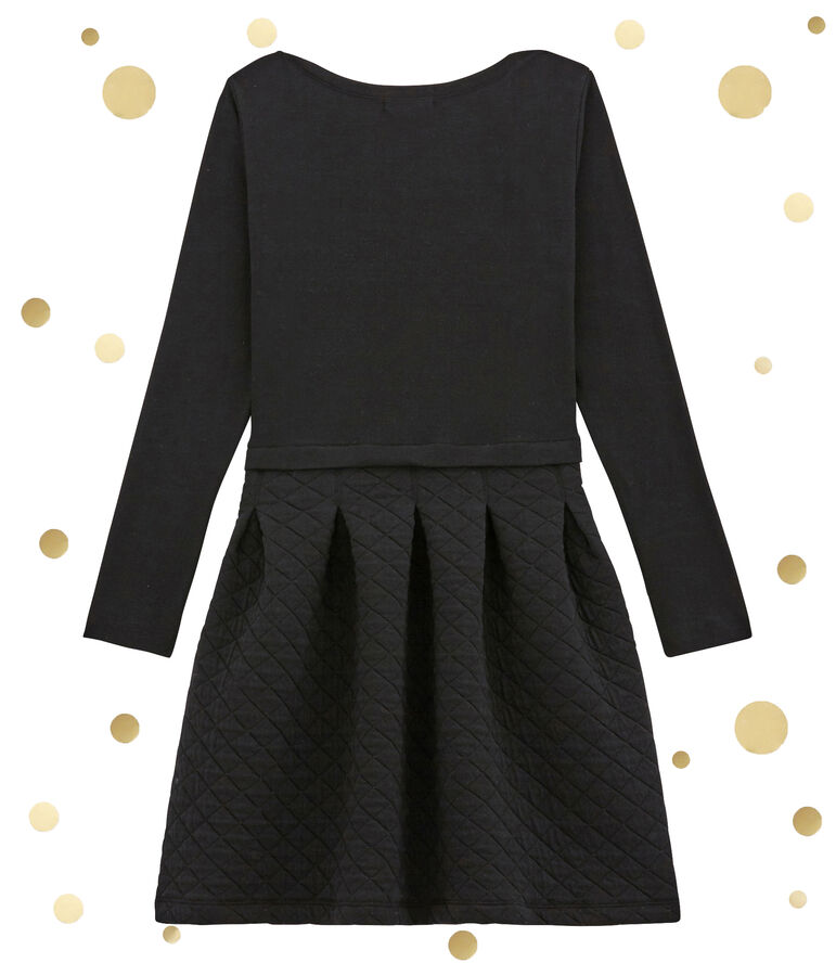 tailliertes damenkleid im materialmix schwarz