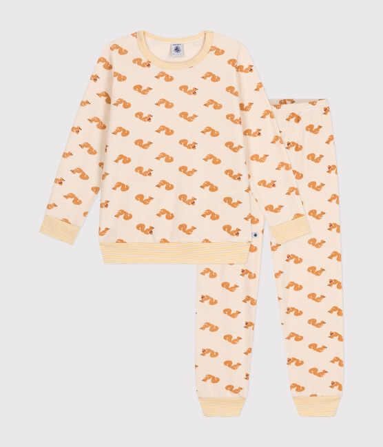 Kinder-Pyjama aus aufgerautem Frottee mit Eichhörnchen weiss AVALANCHE/ MULTICO