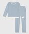 Damen-Pyjama aus Baumwolle mit Streifen ADRIATIC/ MARSHMALLOW