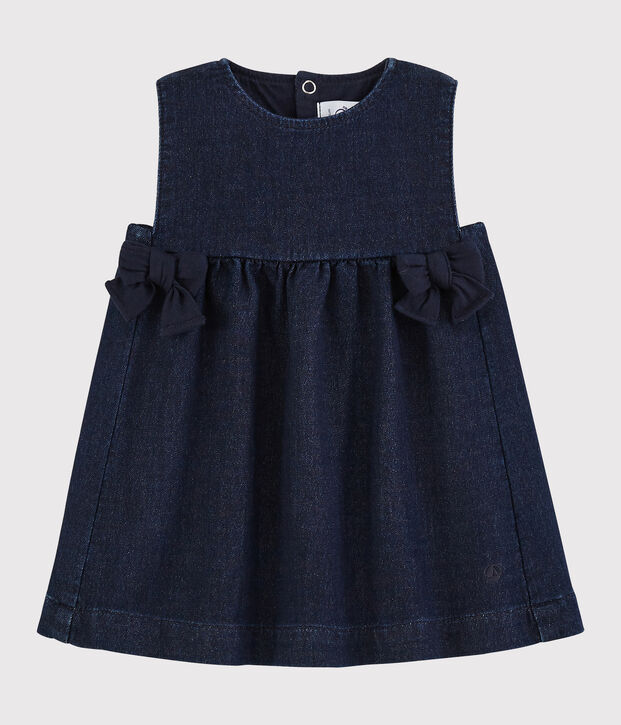 Baby-Kleid aus Molton Denim f&uuml;r M&auml;dchen blau