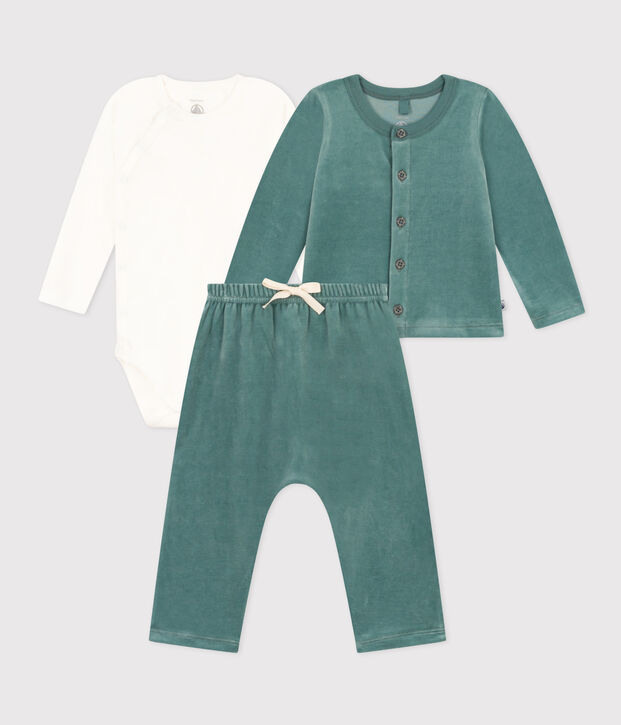 Baby-Set inkl. Body aus Nicki gr&uuml;n