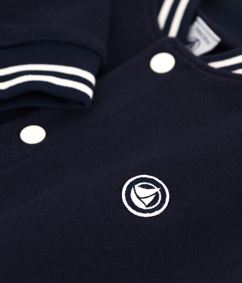 Kinder College-Jacke aus einfarbiger Baumwolle blau