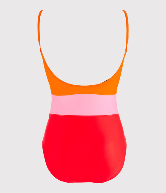 Damen-Badeanzug aus recyceltem Material rot PEPS/weiss MULTICO