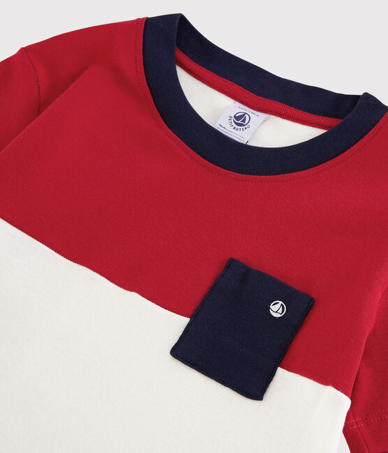 Kurzärmeliges Kinder-T-Shirt aus Baumwolle für Jungen rot TERKUIT/weiss MARSHMALLOW