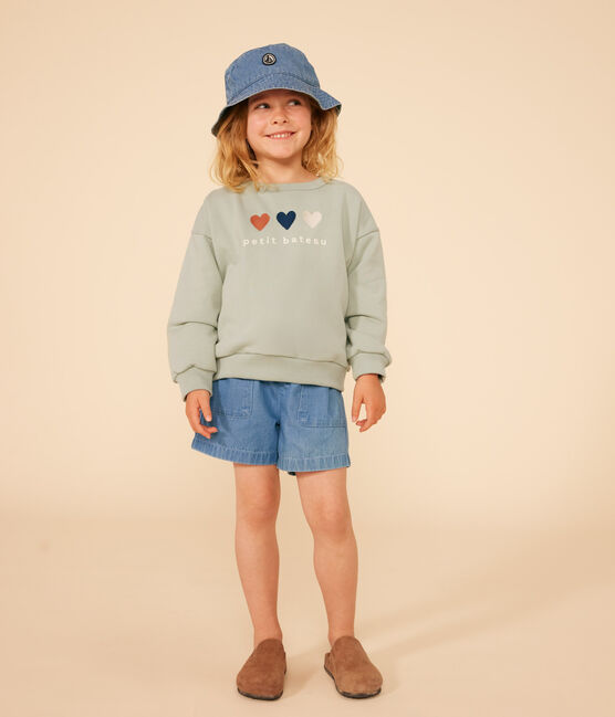 Kinder-Sweatshirt aus Molton für Mädchen grün HERBIER