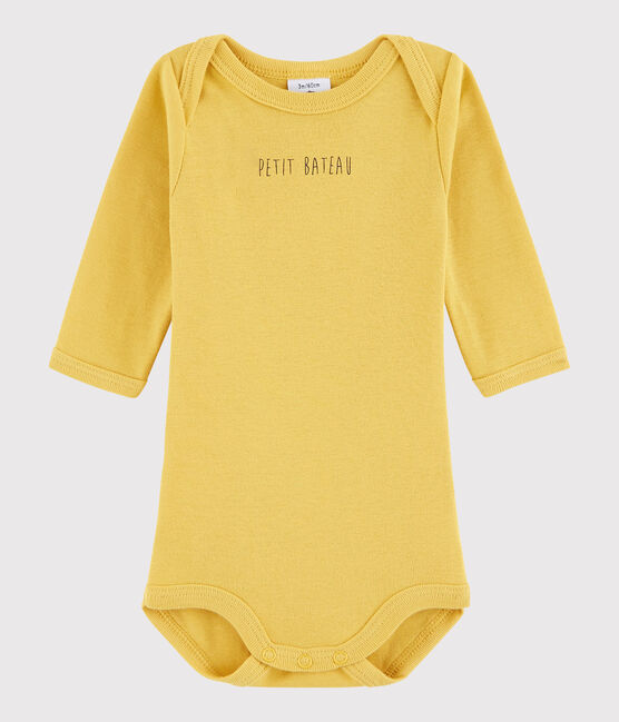 Langärmeliger Baby-Body Jungen gelb OCRE