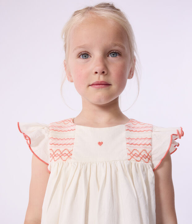 Kurz&auml;rmeliges Kinder-Kleid aus Baumwolle weiss