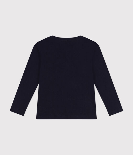 Langärmeliges Kinder-T-Shirt aus Rippstrick für Mädchen und Jungen blau SMOKING