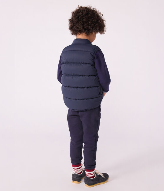 Ärmellose Kinder-Winterjacke zum Wenden in zwei Farben blau SMOKING/gelb JAUNE