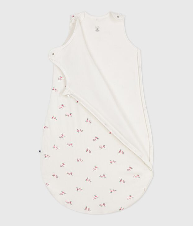 Babyschlafsack aus Baumwolle mit Blumenmotiv TOG-Wert 1,5 weiss/vielfarbig
