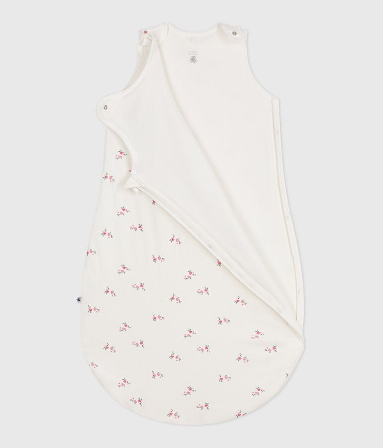Babyschlafsack aus Baumwolle mit Blumenmotiv TOG-Wert 1,5 weiss/vielfarbig