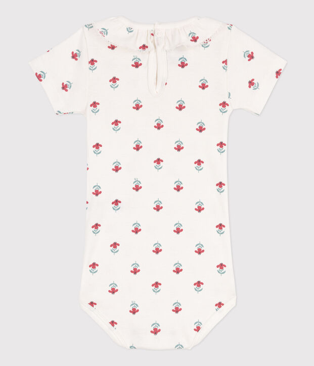 Kurz&auml;rmeliger Baby-Body aus Baumwolle mit Blumenmuster weiss/vielfarbig