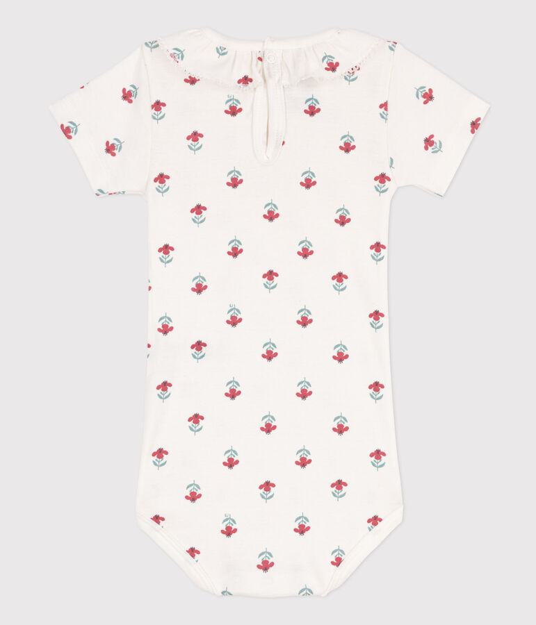 Kurz&auml;rmeliger Baby-Body aus Baumwolle mit Blumenmuster weiss/vielfarbig