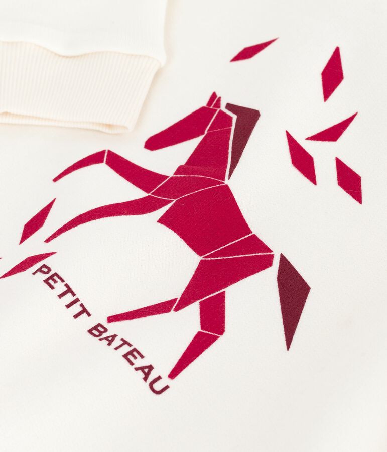 Kinder-Sweatshirt aus gemusterter Baumwolle naturfarben