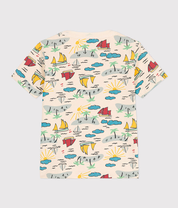 Kurz&auml;rmeliges bedrucktes Kinder-T-Shirt f&uuml;r Jungen naturfarben/vielfarbig