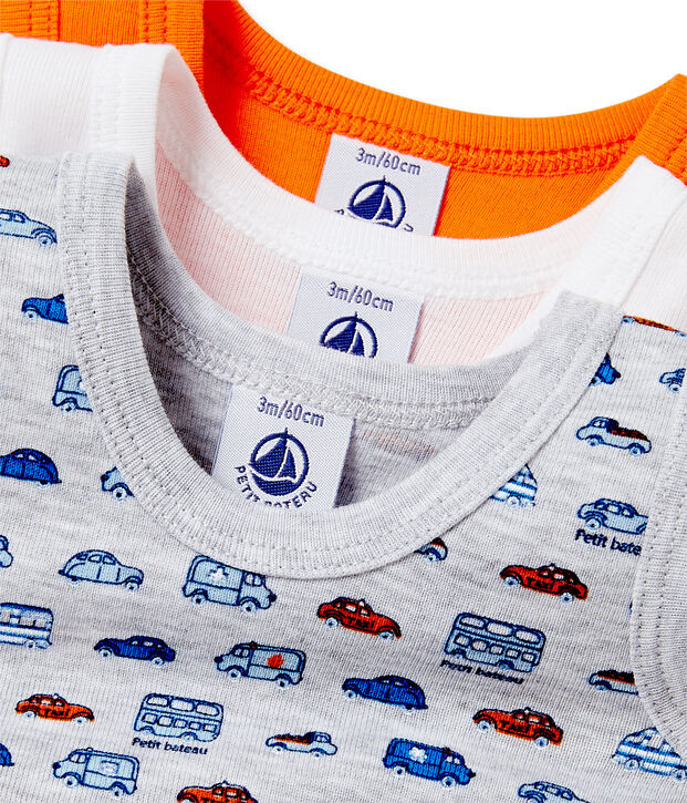 &Auml;rmellose Baby-Jungen-Bodys im 3er-Set weiss
