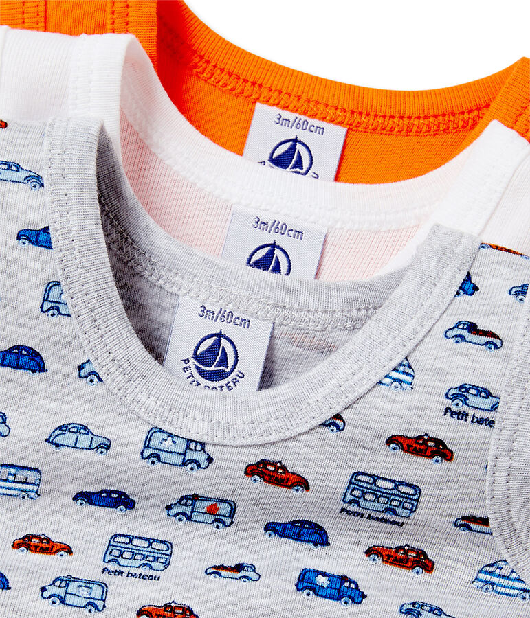 &Auml;rmellose Baby-Jungen-Bodys im 3er-Set weiss .