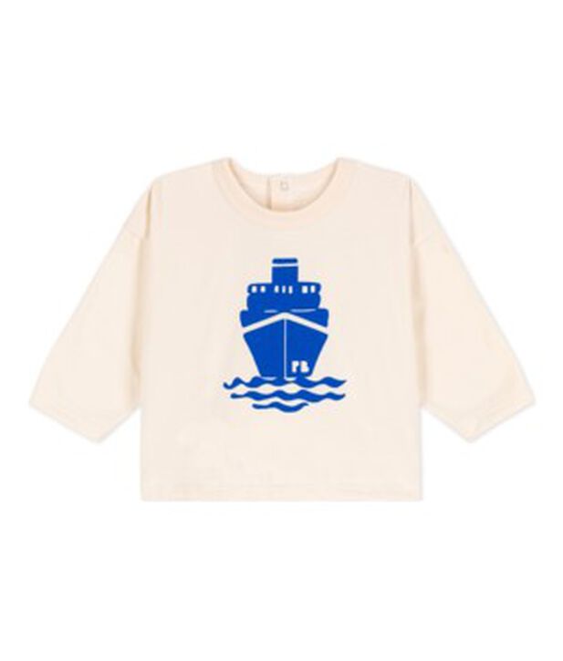 Lang&auml;rmeliges Baby-T-Shirt aus Jersey naturfarben