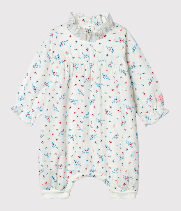 Baby-Overall aus Windelstoff f&uuml;r M&auml;dchen weiss/vielfarbig