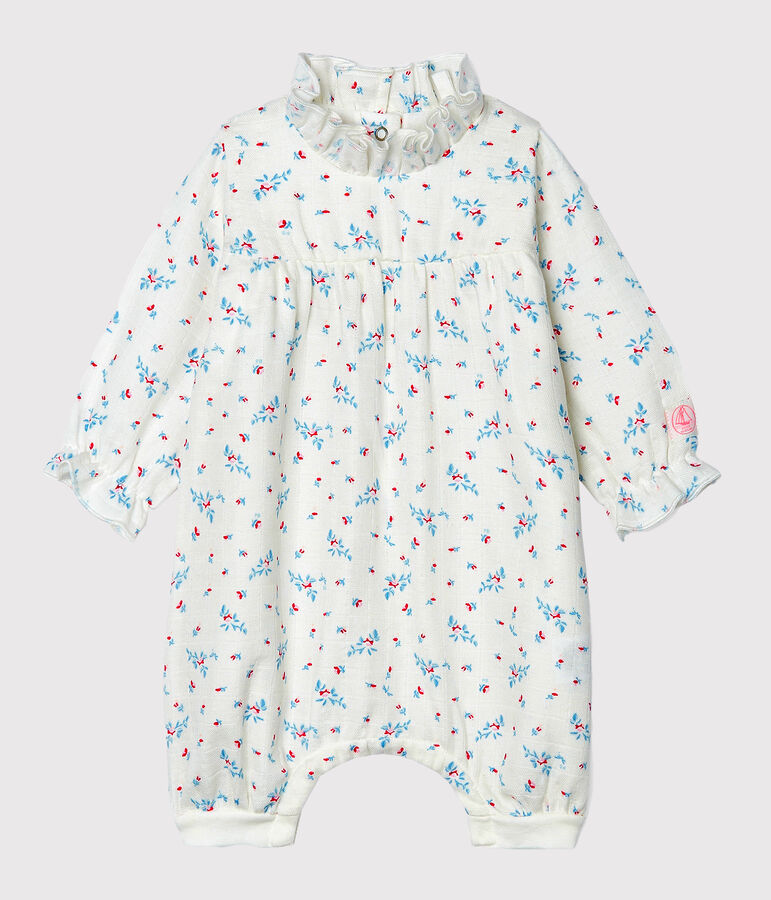 Baby-Overall aus Windelstoff f&uuml;r M&auml;dchen weiss/vielfarbig