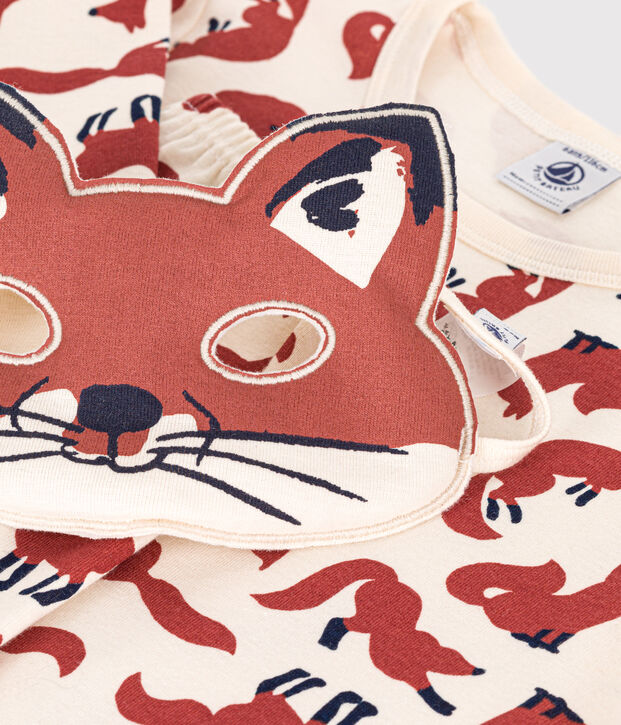 Kinder-Pyjama zum Verkleiden mit Fuchsmotiv aus Baumwolle naturfarben/vielfarbig