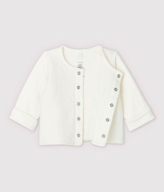 Baby-Cardigan aus gestepptem Doppeljersey aus Bio-Baumwolle in Weiß mit Sternen-Motiv weiss MARSHMALLOW