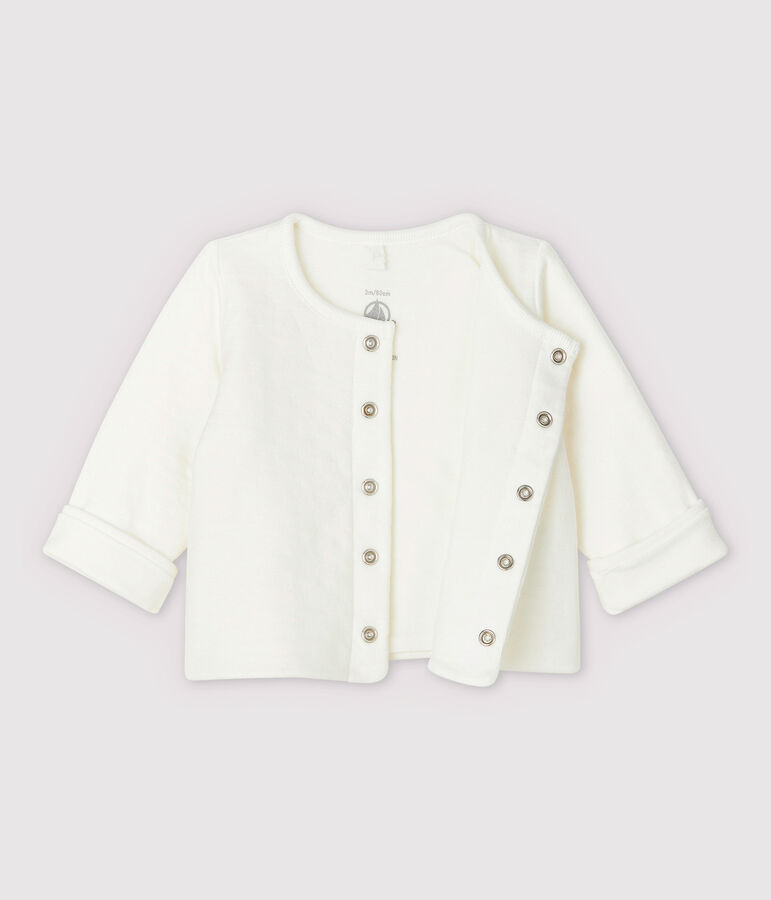 Baby-Cardigan aus gestepptem Doppeljersey aus Bio-Baumwolle in Wei&szlig; mit Sternen-Motiv weiss