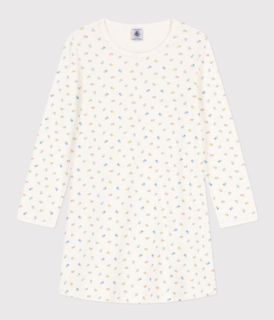 Baumwoll-Nachthemd mit Blumenmotiv für Mädchen weiss MARSHMALLOW/weiss MULTICO