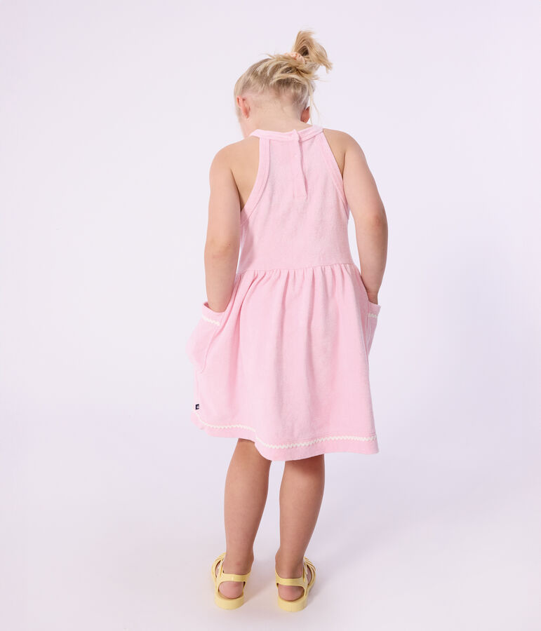 &Auml;rmelloses Kinder-Kleid aus einfarbiger Baumwolle rosa