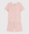 Einfarbiger Kurz-Pyjama aus Ajour-Baumwolle für kleine Mädchen rosa SALINE