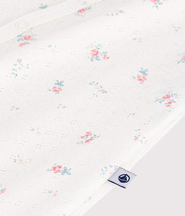 Baby-Kurzoverall aus Baumwolle mit Blumenmotiv weiss/vielfarbig